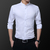 Hipster-Design-chemise-sans-col-pour-hommes-100-coton-doux-Slim-Fit-manches-longues-blanc-noir