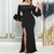 Jupe-longue-fendue-encolure-pour-femmes-robe-de-soir-e-sexy-manches-Typosleeve-robe-de-soir