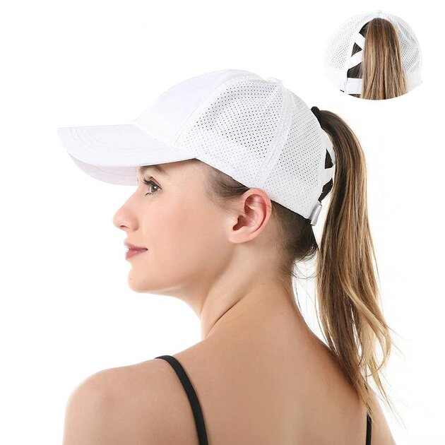 Casquette De Baseball à Filet Arrière Avec Fente Pour Queue De Cheval/chignon - Réglable, Mixte - Idéale Sport, Plein Air - 5