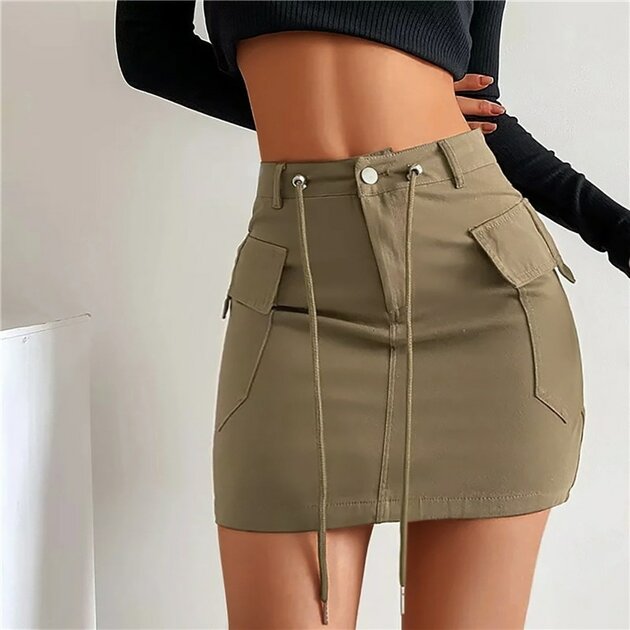 Timuspo Jupe Cargo Avec Short Intégré Femme - Taille Haute Aérée 4 Poches Sport Et Décontracté