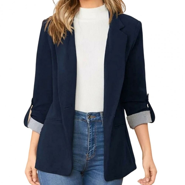 Manteau Blazer Long Femme Hiver à Col Revers Fermeture Avec Boutons Coupe Cintree Bas Evasee Retro Manteau Hiver Femme P833796