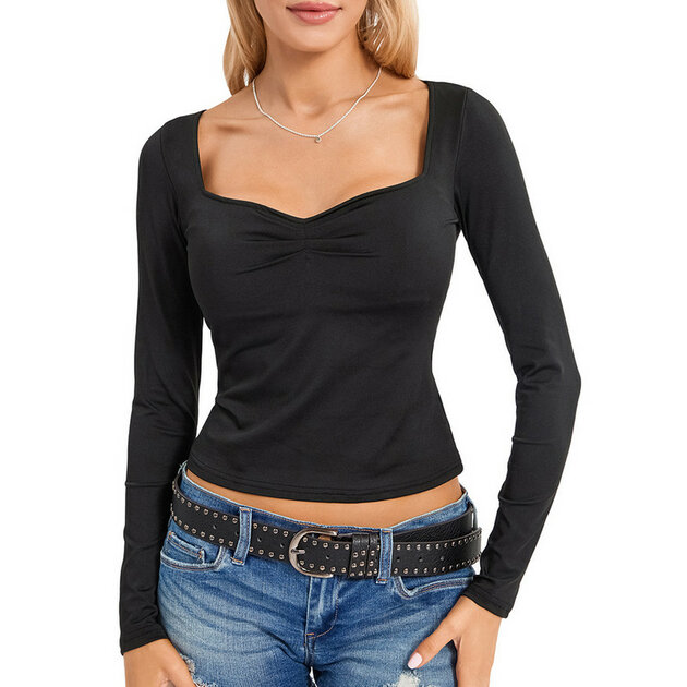 Hauts à Manches 3/4 Pour Femmes - T-Shirt Été Col Carré Imprimé Ou Uni, Chemisiers Tuniques Confortables Pour Plage Et Quotidien