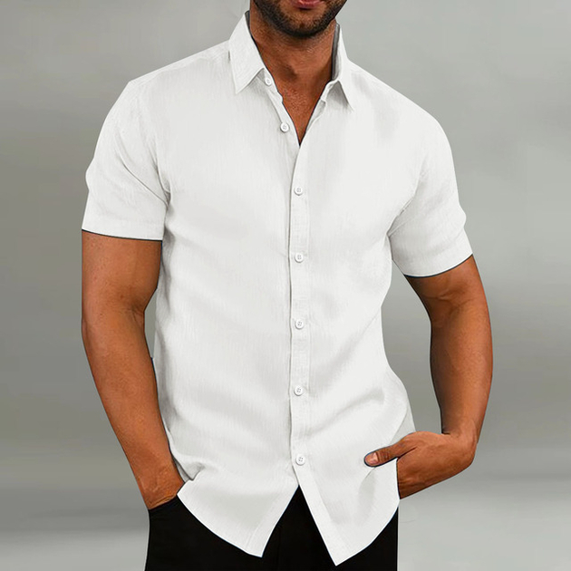 Chemise Homme Raffinée Blanche à Fleurs Tissu Fluide Boutons Colorés - TRAPEE - Chemise Noire et Blanche en Viscose à Manches Longues PACAP - France