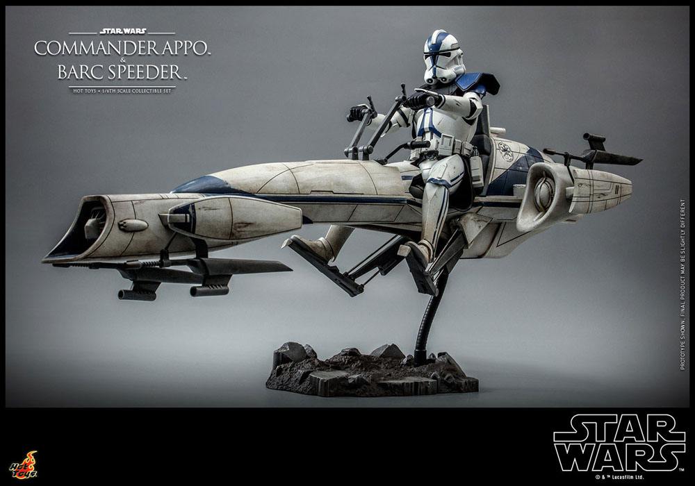 Figurine Star Wars The Clone Wars Commander Appo & BARC Speeder 30cm