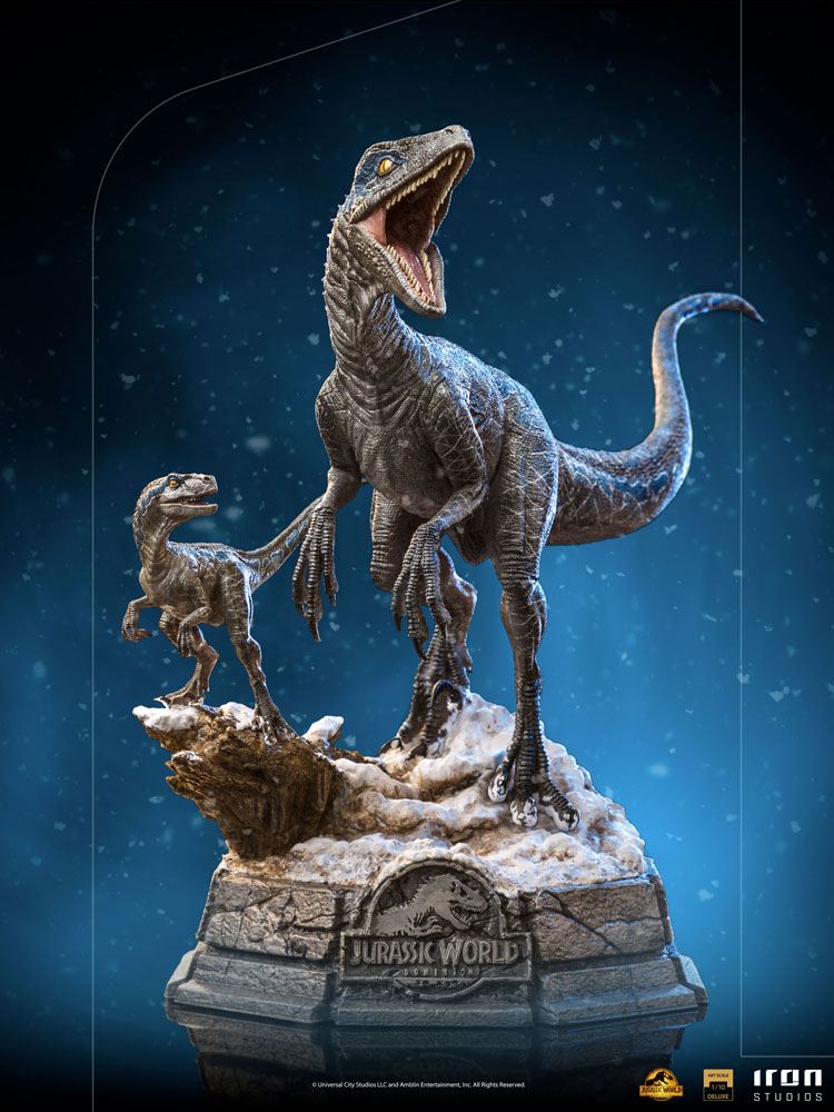 Statuette Jurassic World Le Monde d\'après Deluxe Art Scale Blue and Beta 20cm