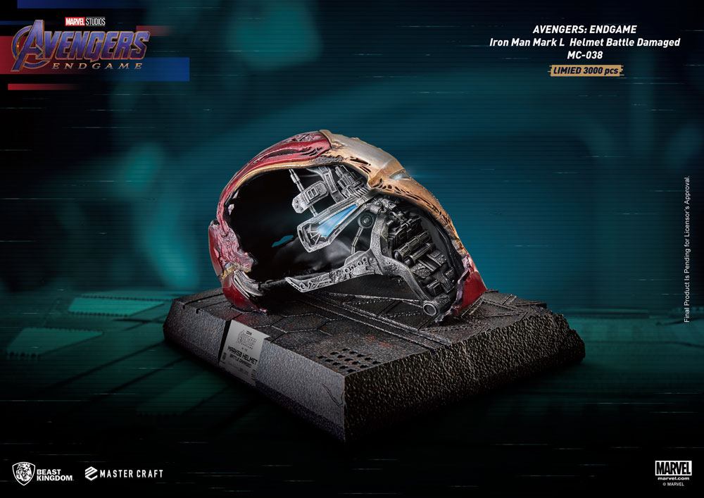 Statuette Avengers Endgame Master Craft Iron Man Mark50 Helmet Battle Damaged 22cm