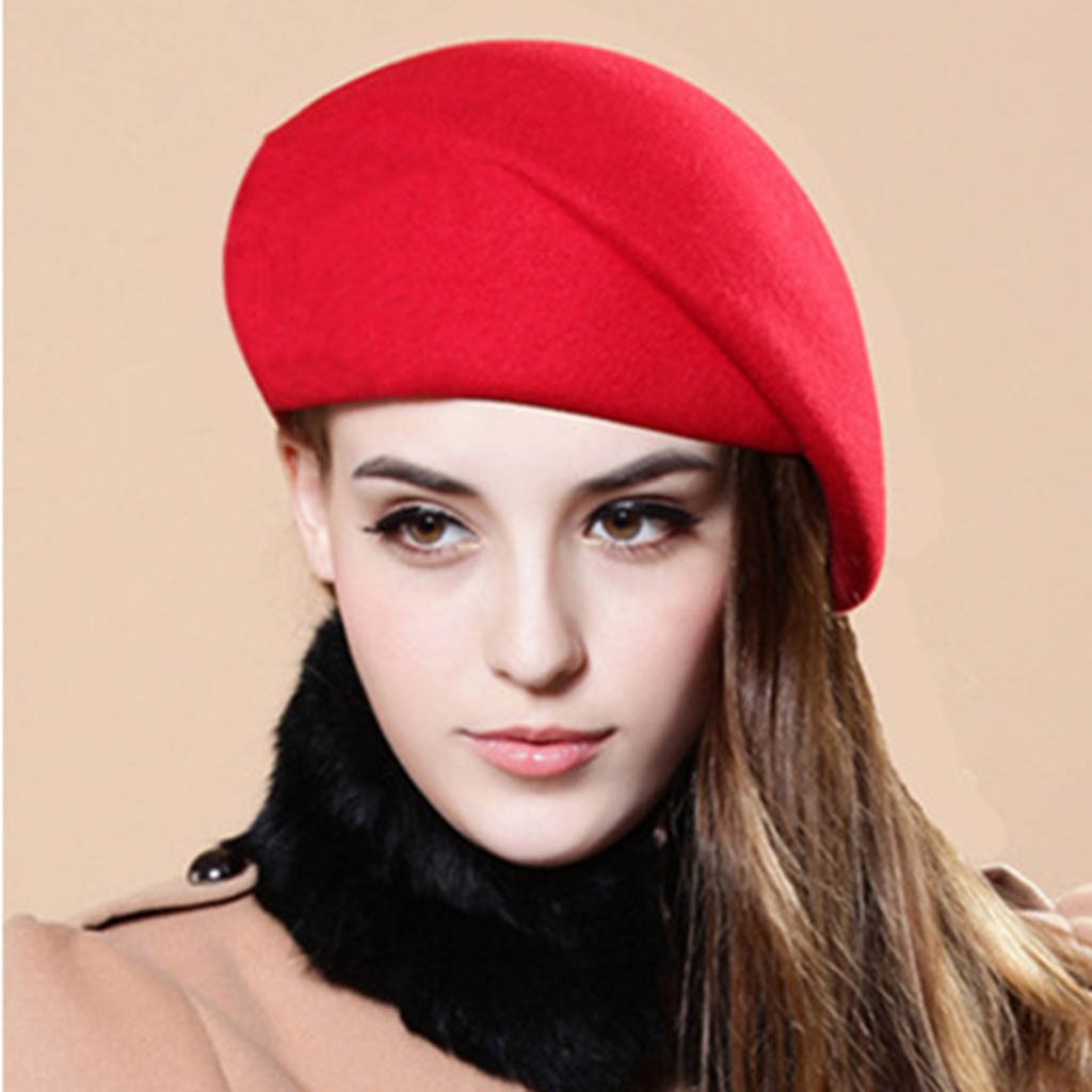 Femmes-filles-b-ret-artiste-fran-ais-chaud-laine-hiver-bonnet-chapeau-casquette-Vintage-plaine-b
