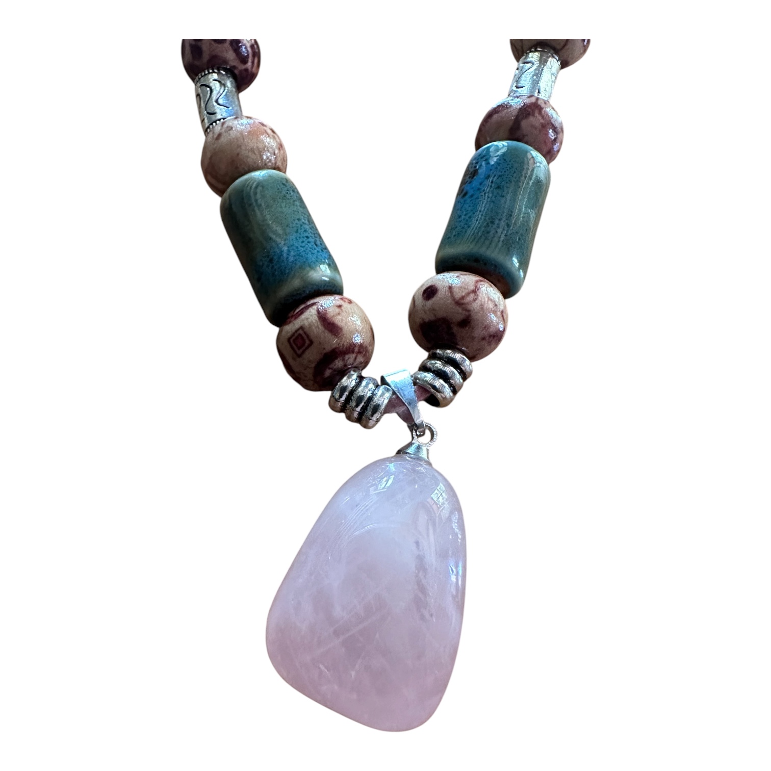 Collier Quartz Rose artisanal - Douceur et Harmonie "La Rose du Nord"
