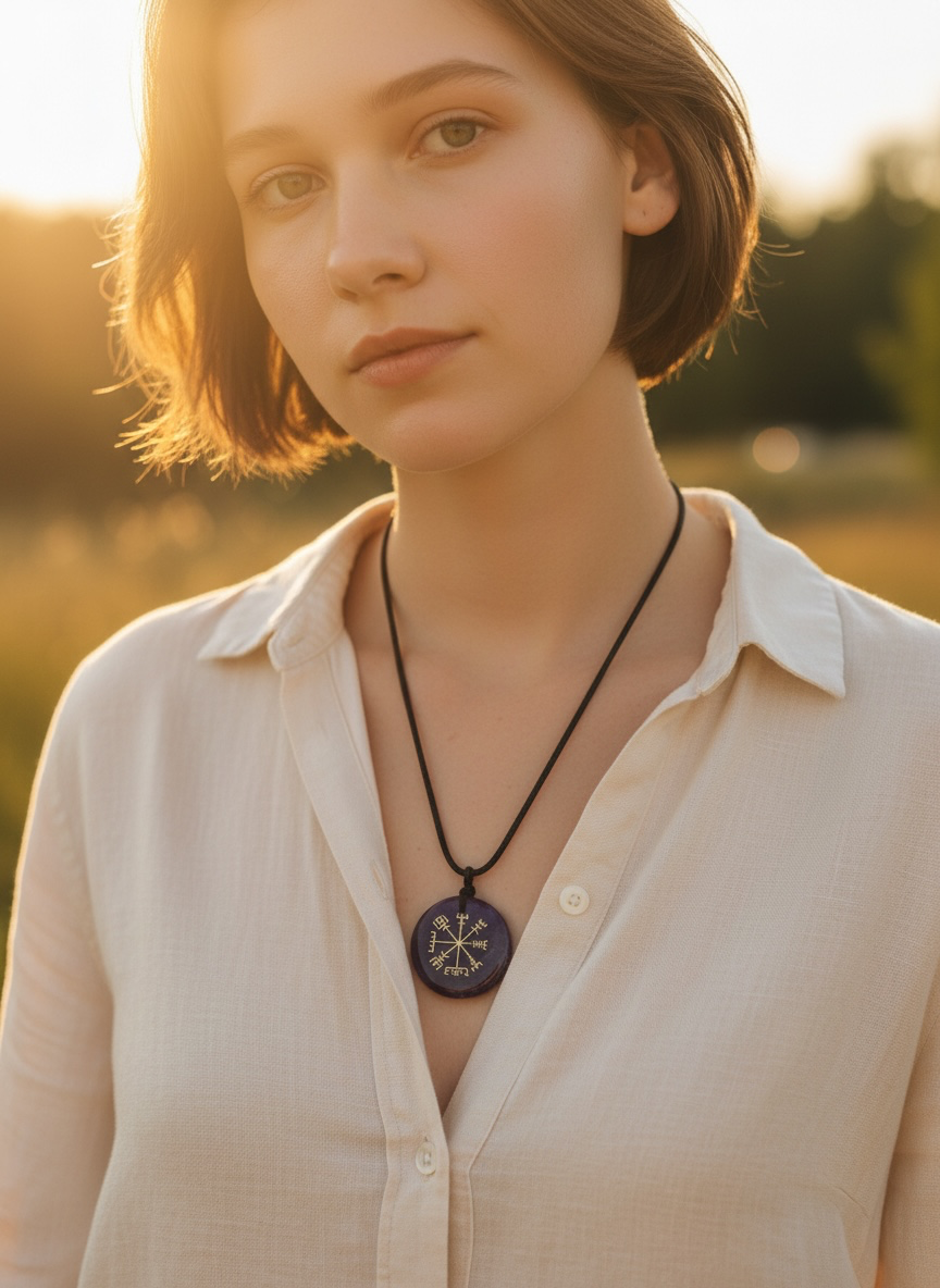 Pendentif Améthyste - Vegvisir, la Boussole Viking