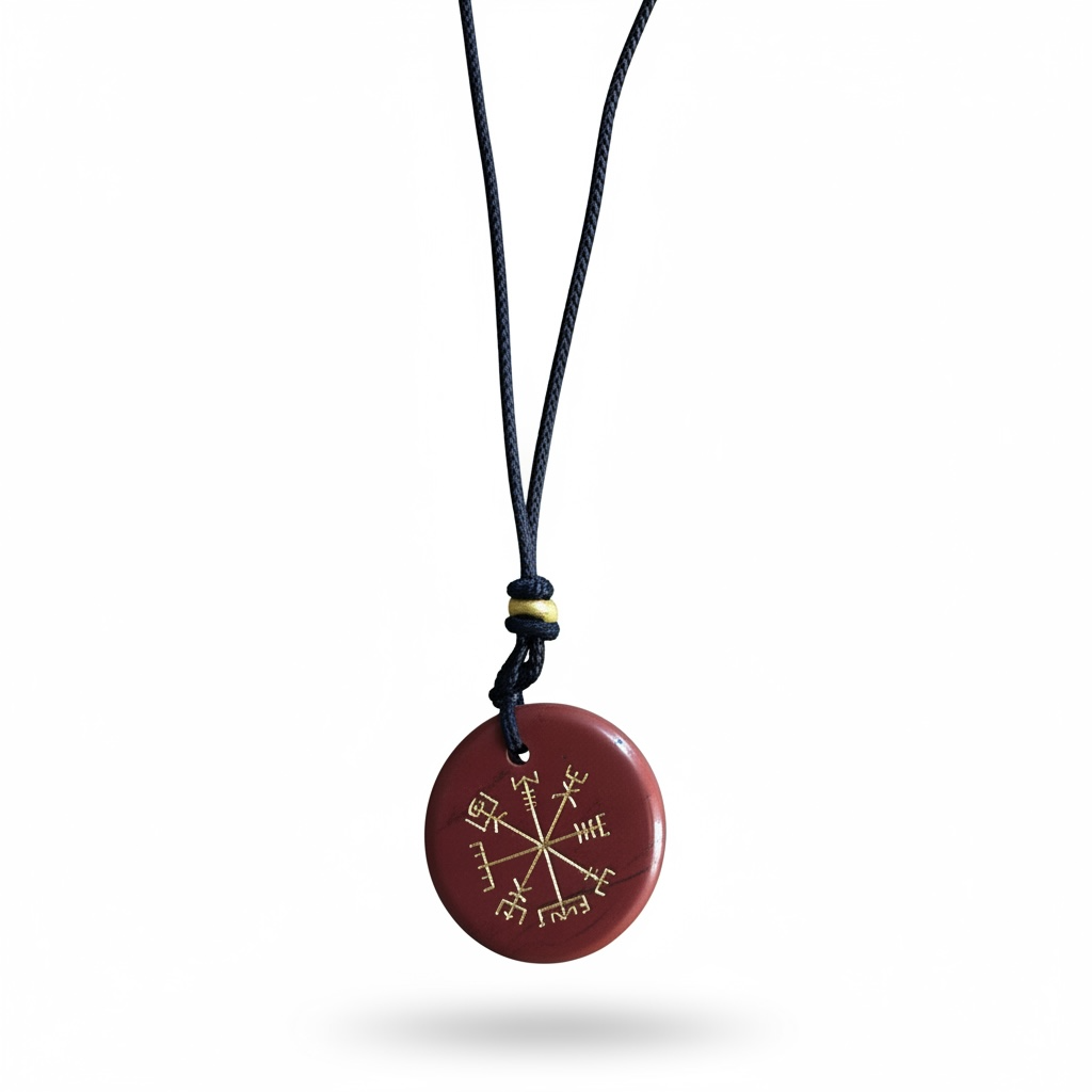 Pendentif Jaspe rouge - Vegvisir, la Boussole Viking