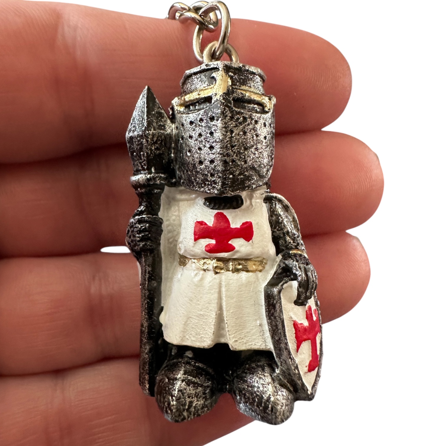 Porte-clés Chevalier Templier avec Lance et Bouclier