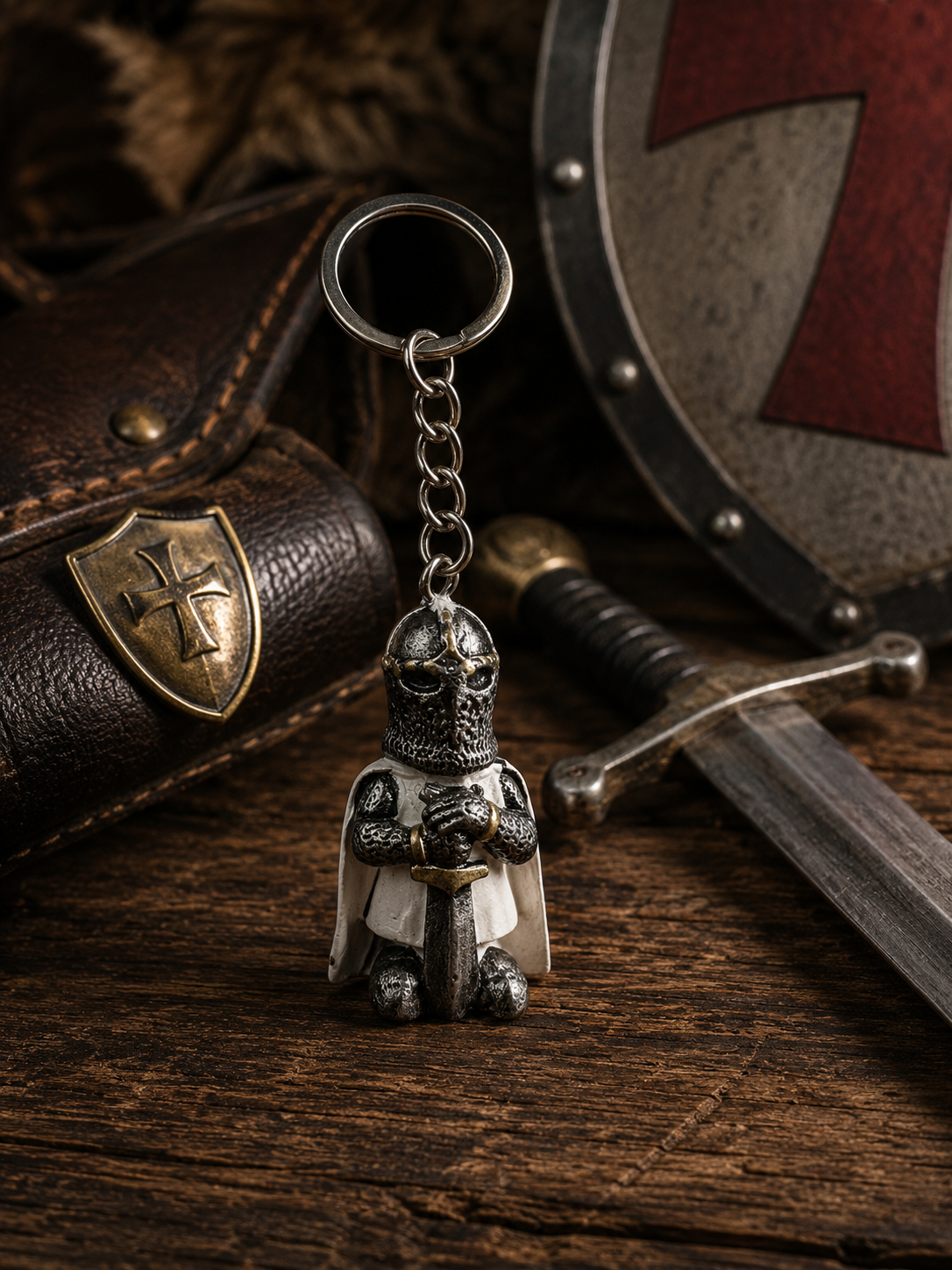 Porte-clés Chevalier Croisé en Prière