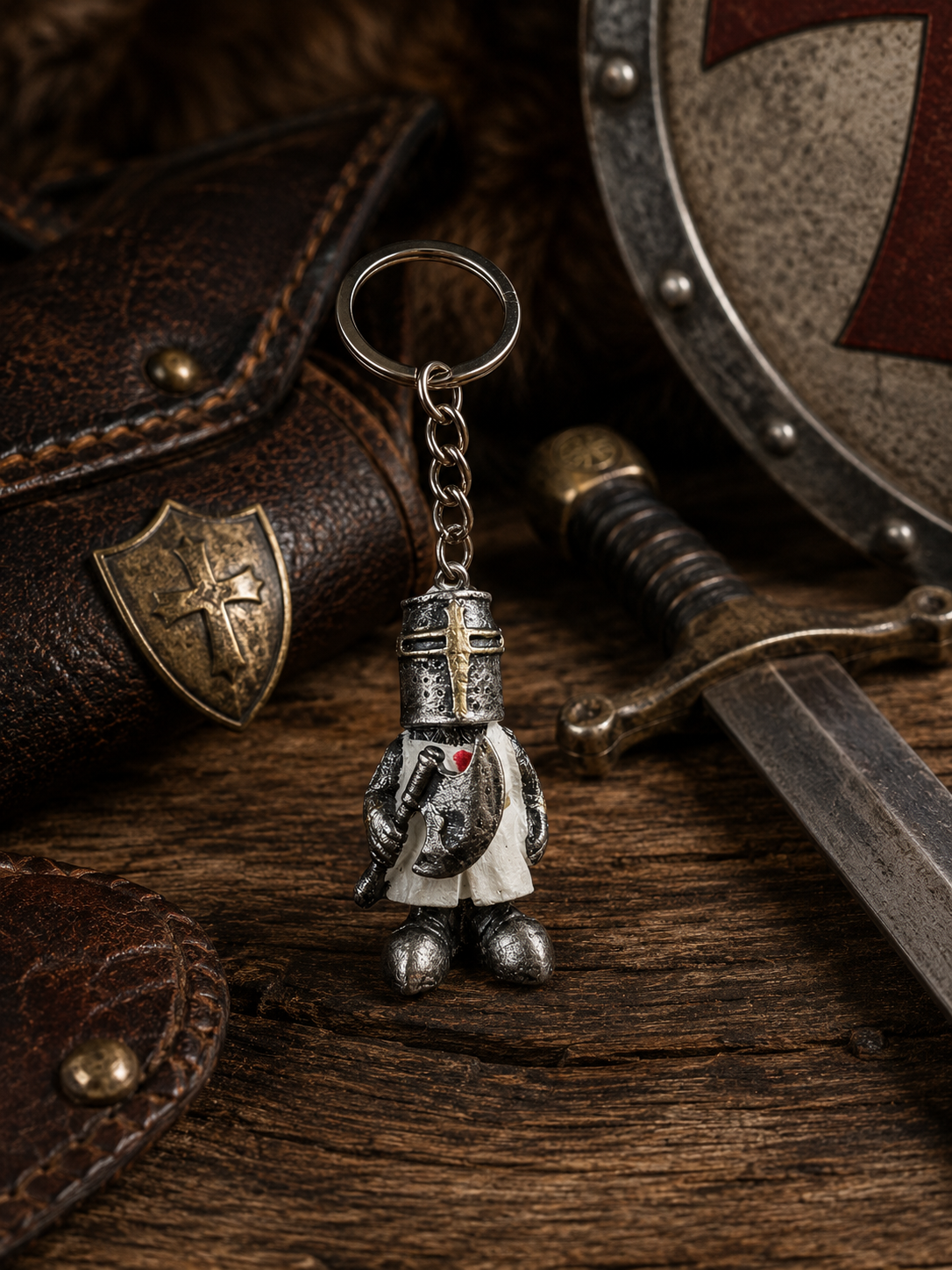 Porte-clés Chevalier Templier à la Hache