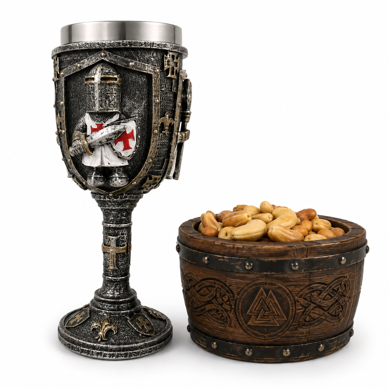 Calice Templier Médiéval en Acier Inoxydable – Chevaliers du Temple