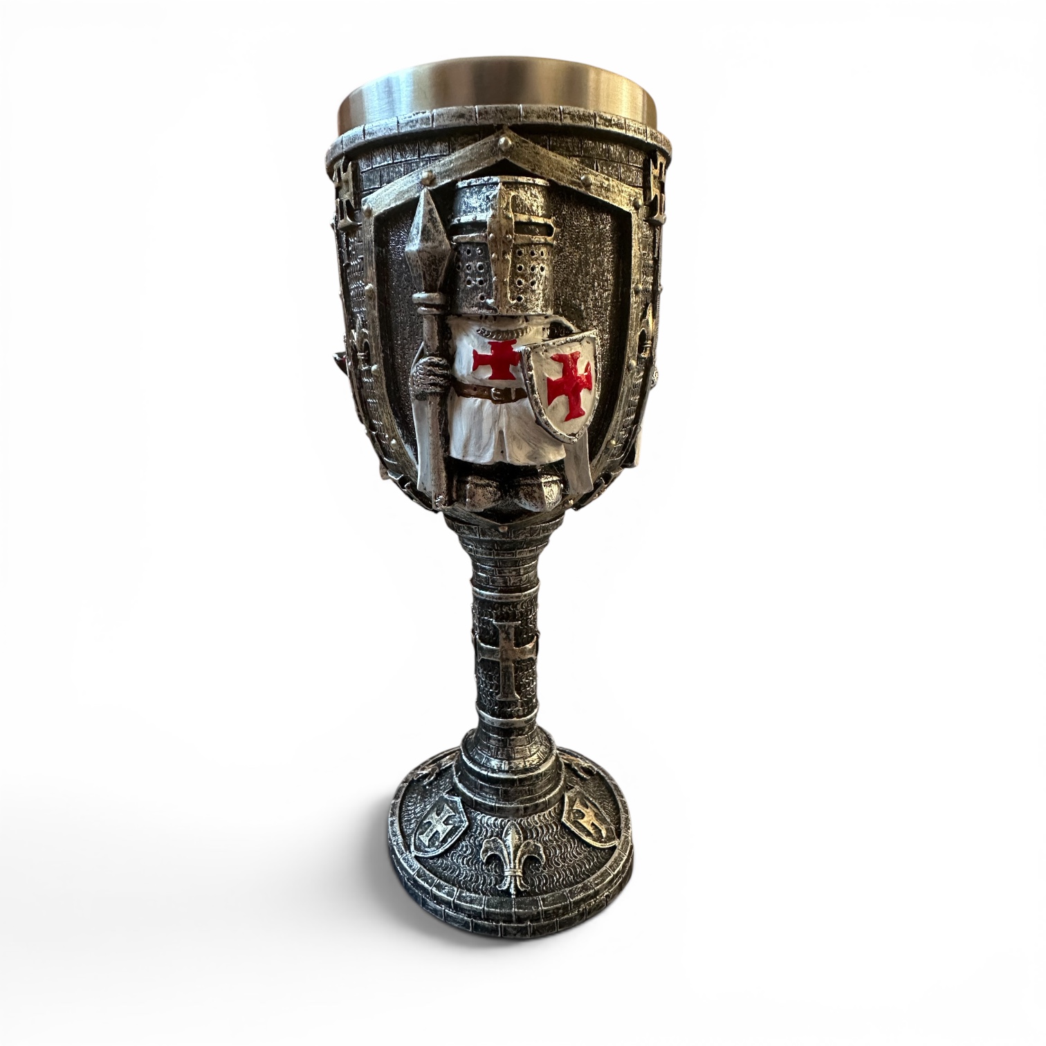Calice Templier Médiéval en Acier Inoxydable – Chevaliers du Temple