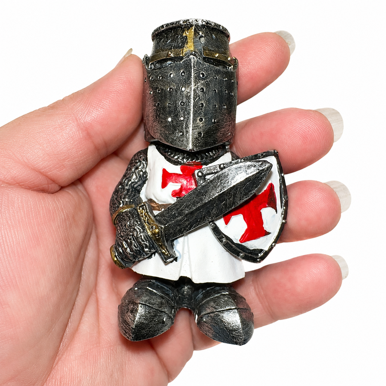 Figurine Chevalier Templier avec Épée et Bouclier – 8 cm