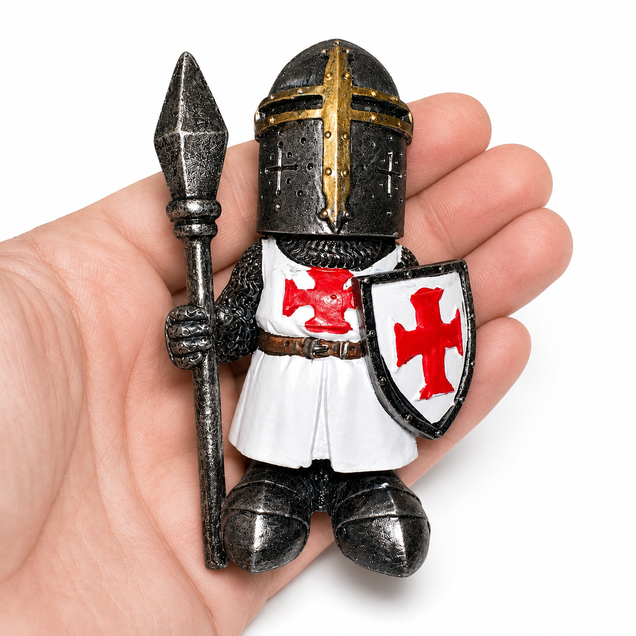 Figurine Chevalier Templier à la Lance – 8 cm