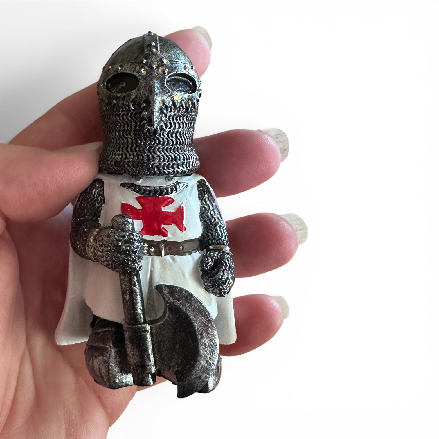 Figurine Chevalier Templier avec Hache – Statue Médiévale en Résine 8 cm