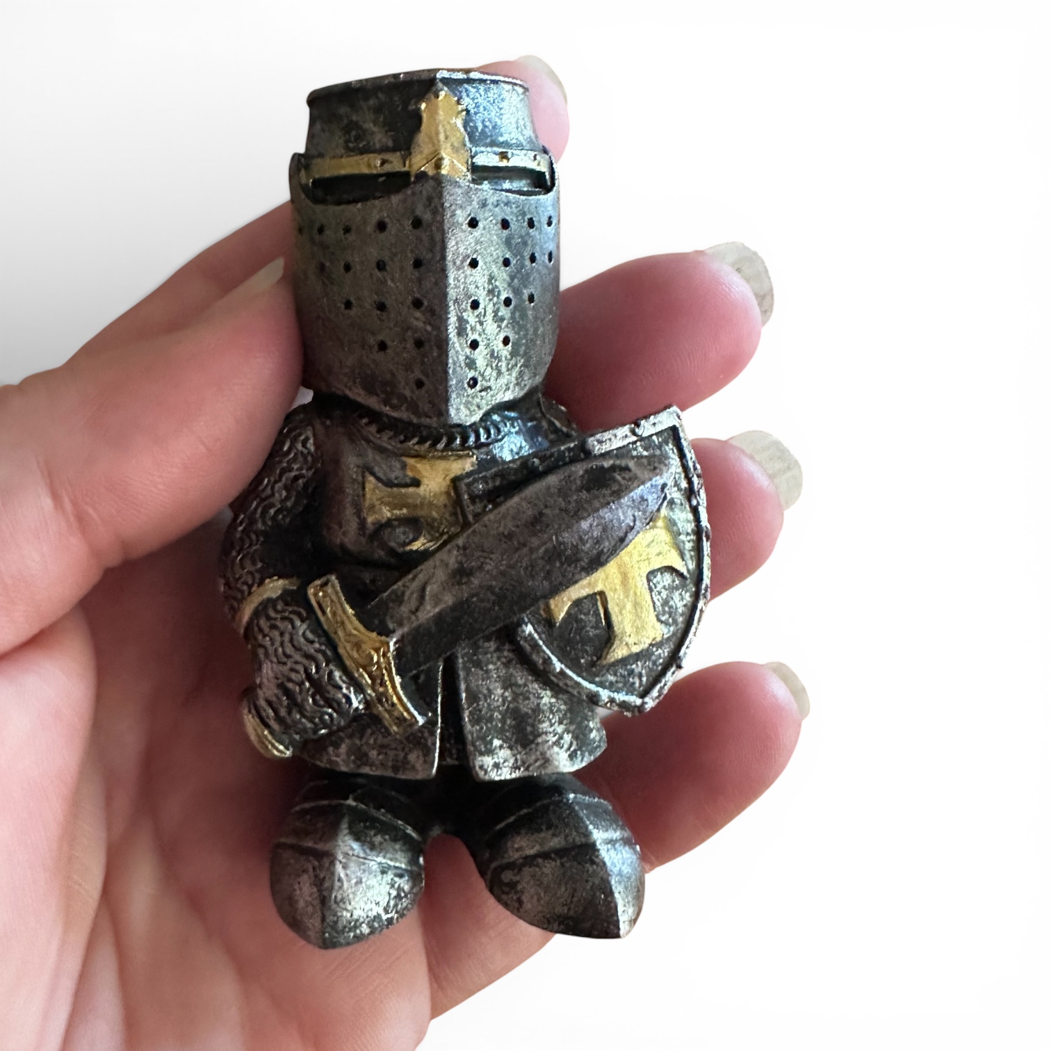Figurine Chevalier Médiéval avec Épée et Bouclier – Statue en Résine 8 cm