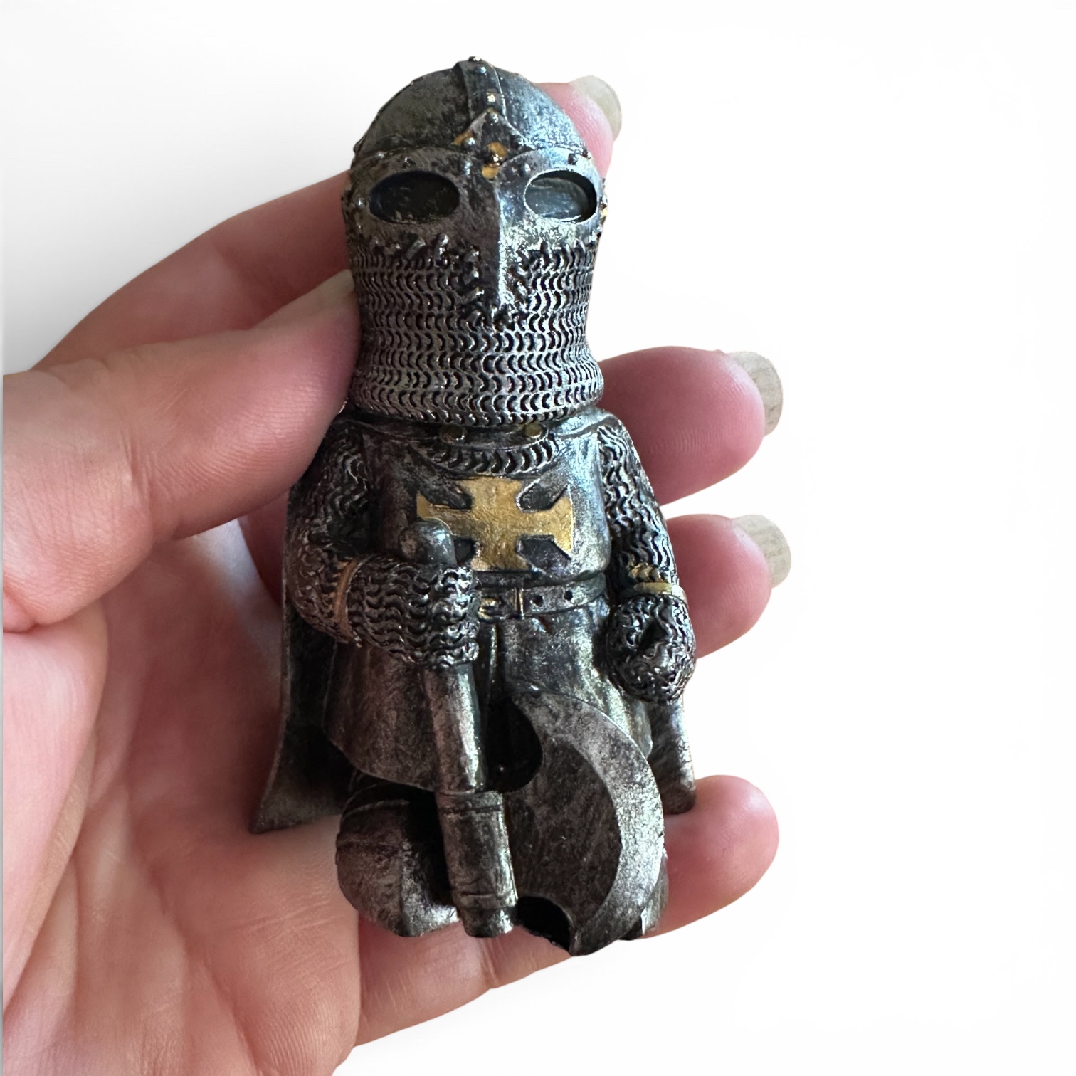 Figurine Chevalier Médiéval avec Hache – Statue en Résine 8 cm