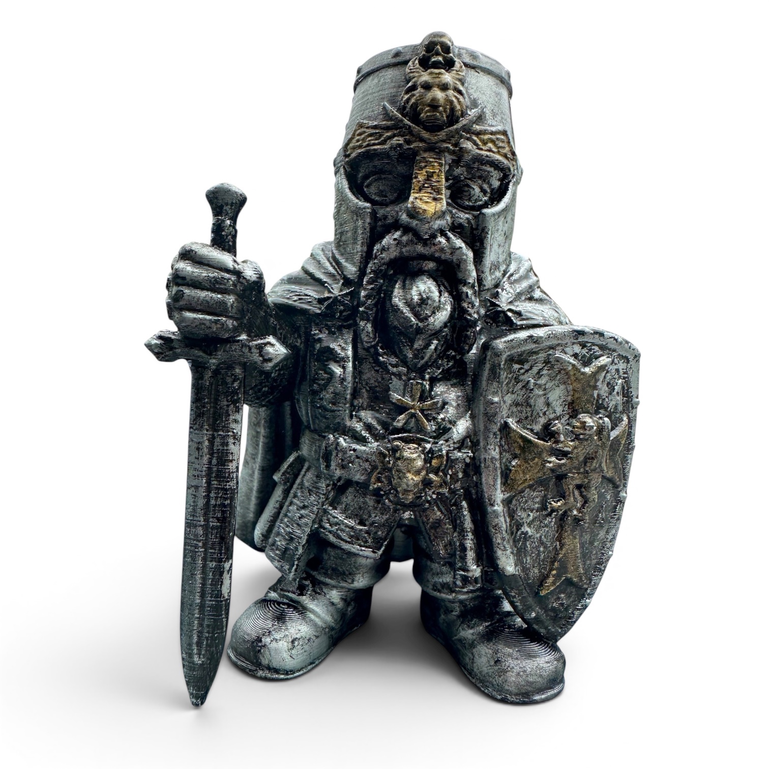 Figurine Chevalier Médiéval au Heaume Héraldique Fantasy – Création Artisanale Unique par Julil Création