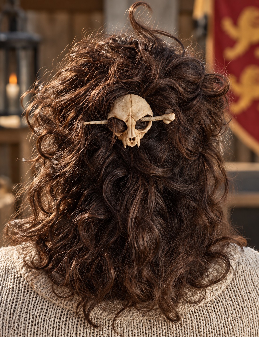 BROCHE MÉDIÉVALE CRÂNE ET OS