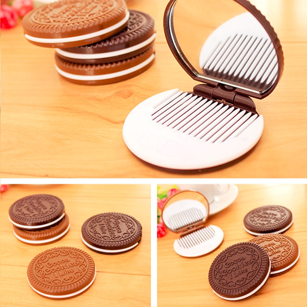 Biscuits-au-chocolat-Miroir-Compact-1-pc-Mignon-Style-Cocca-Cookie-Forme-Petite-Poche-Pliable-Miroir