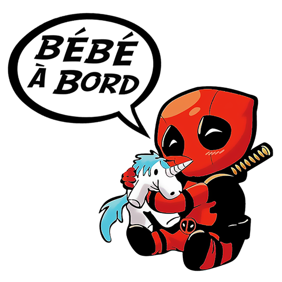 Sticker, Bébé à bord ! Deadpool et sa licorne