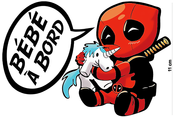 Deadpool et sa licorne - Sticker, Bébé à bord - Stickers Bébé à bord - The  Little Boutique