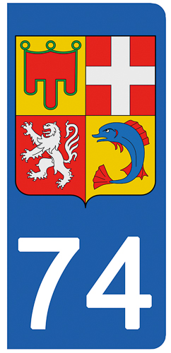 2 stickers pour plaque d\'immatriculation Auto, 74 Haute-Savoie - Auvergne Rhône-Alpes