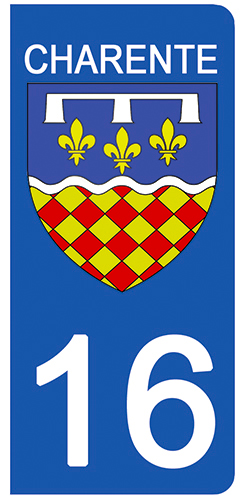 2 stickers pour plaque d\'immatriculation Auto, 16 blason Charente