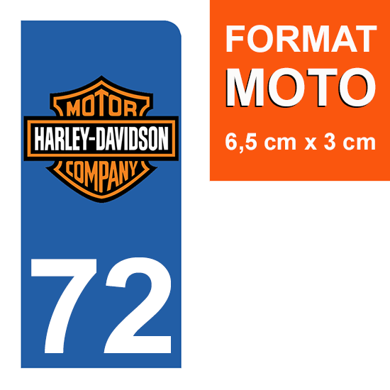 1 sticker pour plaque d\'immatriculation MOTO , 72 Sarthe, V-TWIN