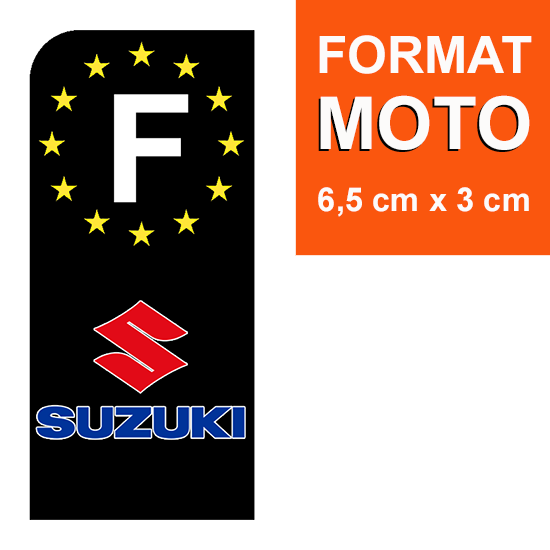 Plaque d'immatriculation moto noire fond logo suzuki 100