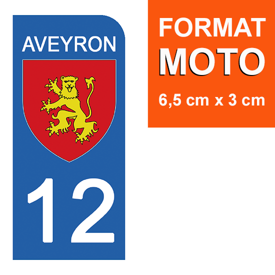 1 sticker pour plaque d\'immatriculation MOTO , 12 AVEYRON