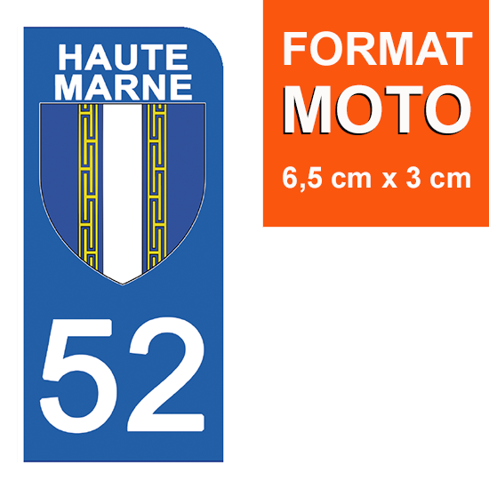 1 sticker pour plaque d\'immatriculation MOTO , 52 HAUTE MARNE