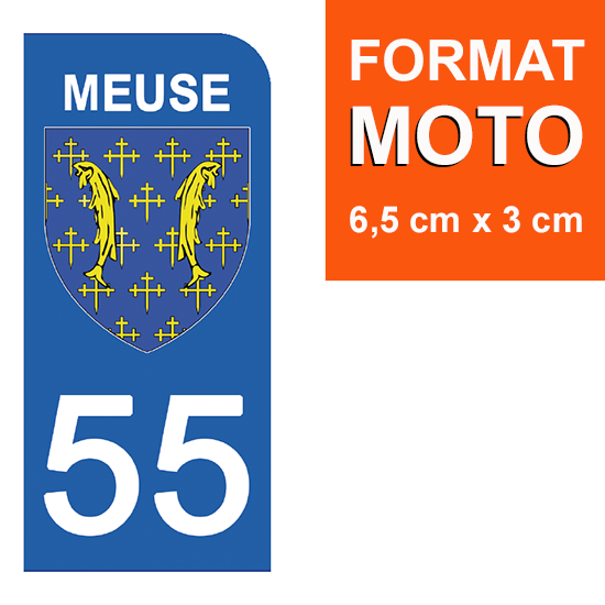 1 sticker pour plaque d\'immatriculation MOTO , 55 MEUSE