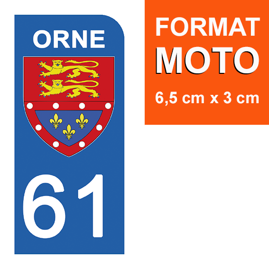 1 sticker pour plaque d\'immatriculation MOTO , 61 ORNE