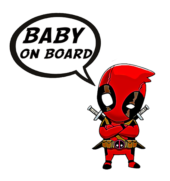Sticker Baby Deadpool on Board pour voiture et moto 
