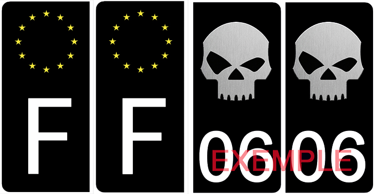 Stickers Pour Plaque D'immatriculation MOTO - Dimensions 65x30 Mm - Noir, Résistant Aux UV Et Lavages - Fabriqué En France, Garantie 5 Ans