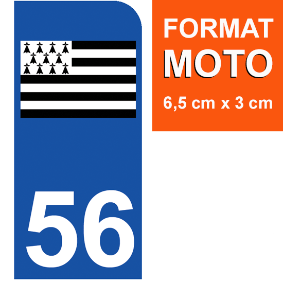 1 sticker pour plaque d\'immatriculation MOTO , 56 MORBIHAN