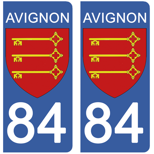 2 stickers pour plaque d\'immatriculation Auto, 84 AVIGNON, Vaucluse