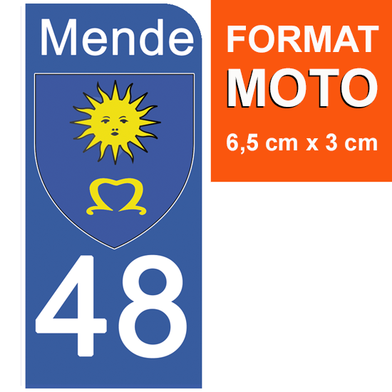 1 sticker pour plaque d\'immatriculation MOTO, 48 MENDE, LOZERE