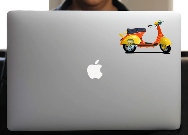 Sticker pour Macbook ou PC,  Vespa orange, H. 8cm