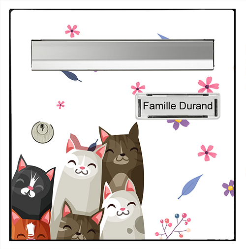 Sticker pour boîte aux lettres, Les chats heureux