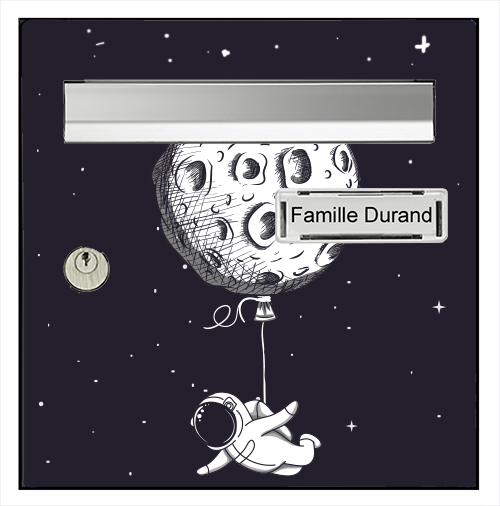 Sticker pour boîte aux lettres, Cosmonaute dans la lune
