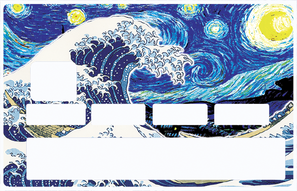 Stickers pour carte bancaire, La Vague de Kanagawa de Hokusai Vs la nuit étoilée de Van Gogh