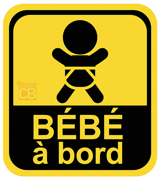 Autocollant sticker BEBE A BORD BABY ON BOARD JAUNE Decografix Longueur du  sticker 1 cm CHOIX TEXTE BÉBÉ À BORD