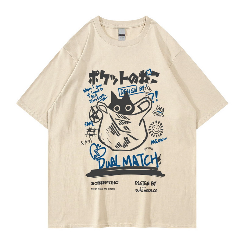 conomie-manches-courtes-College-chat-Kawaii-pour-femmes-Streetwear-femme-conomie-de-dessin-anim-Couple