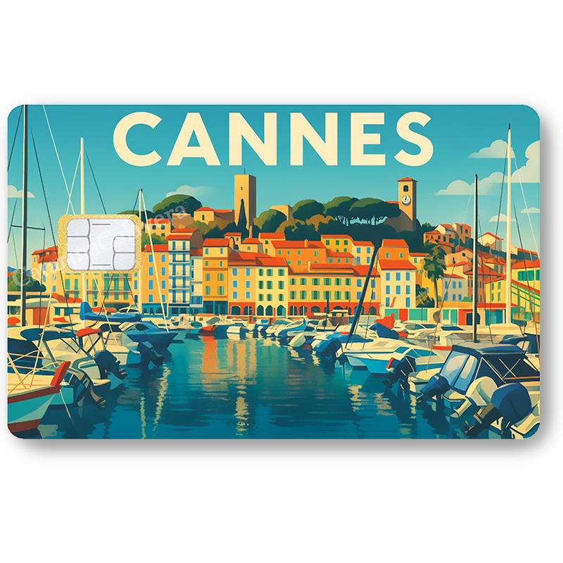 Cannes, Autocollant pour carte bancaire, Sticker pour carte bancaire, format US
