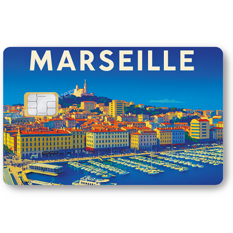 Marseille, Autocollant pour carte bancaire, Sticker pour carte bancaire, format US